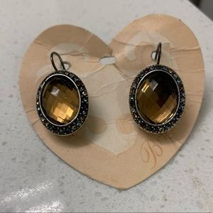 NWT Brighton Earrings faceted Amber stone/crystals